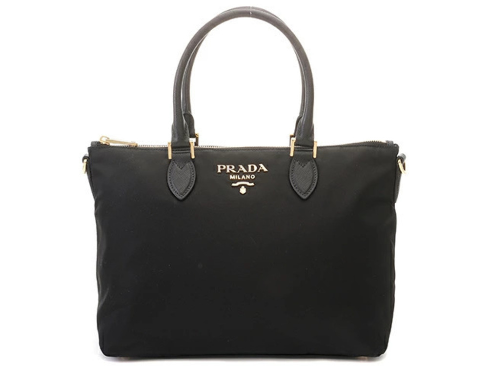 Prada Tote Tessuto Saffiano Bag Leather Black